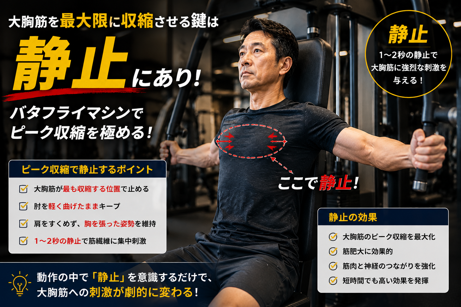 バタフライマシンでトレーニングする男性