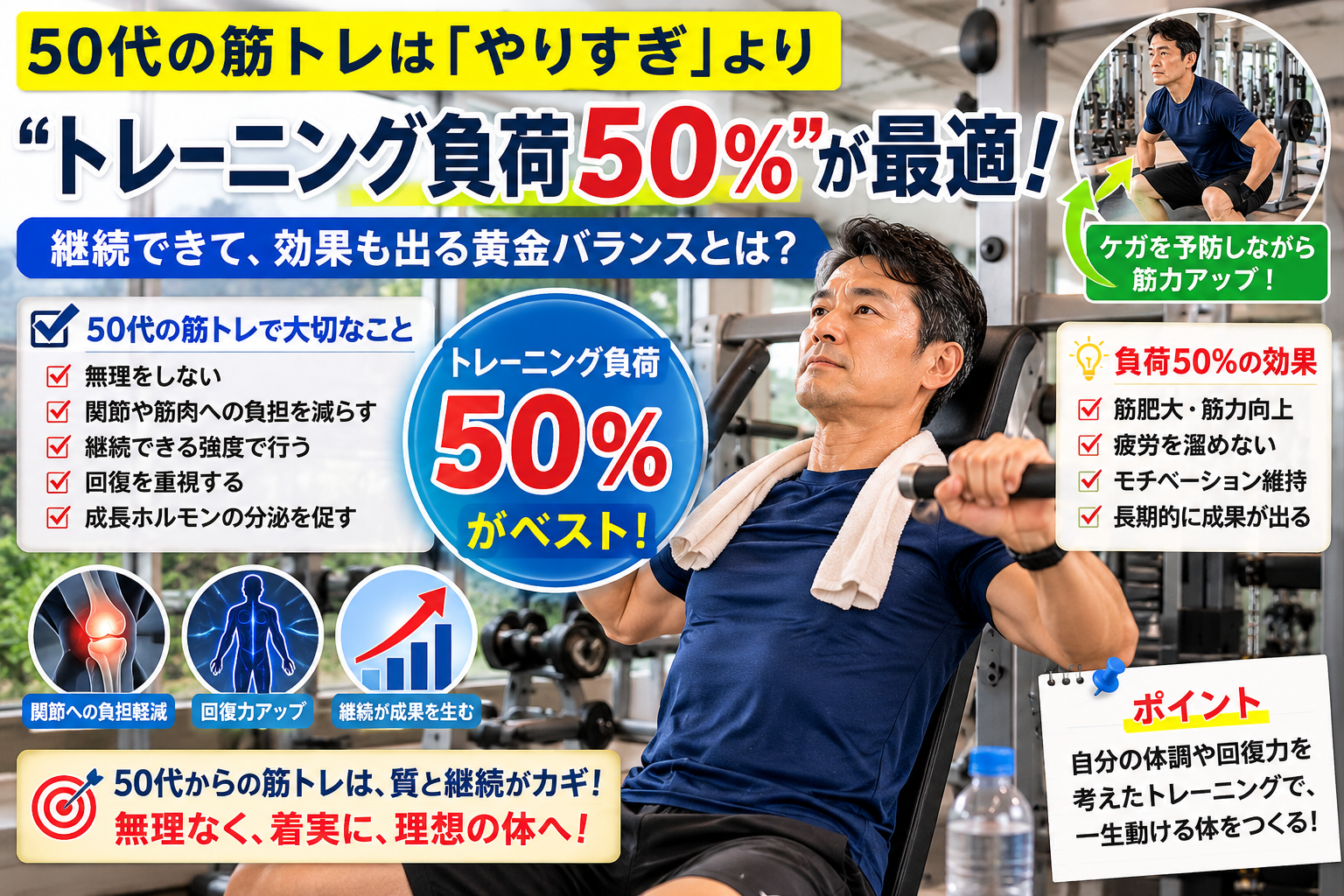 軽い負荷で筋トレをする男性
