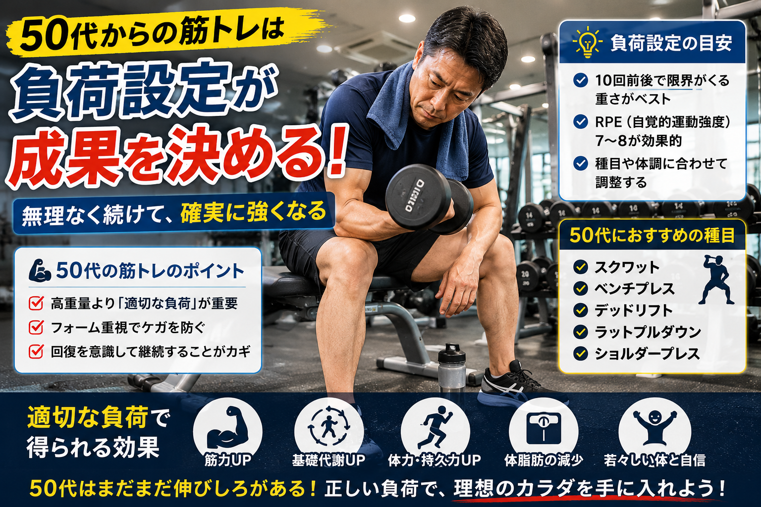 軽い負荷で筋トレをする男性