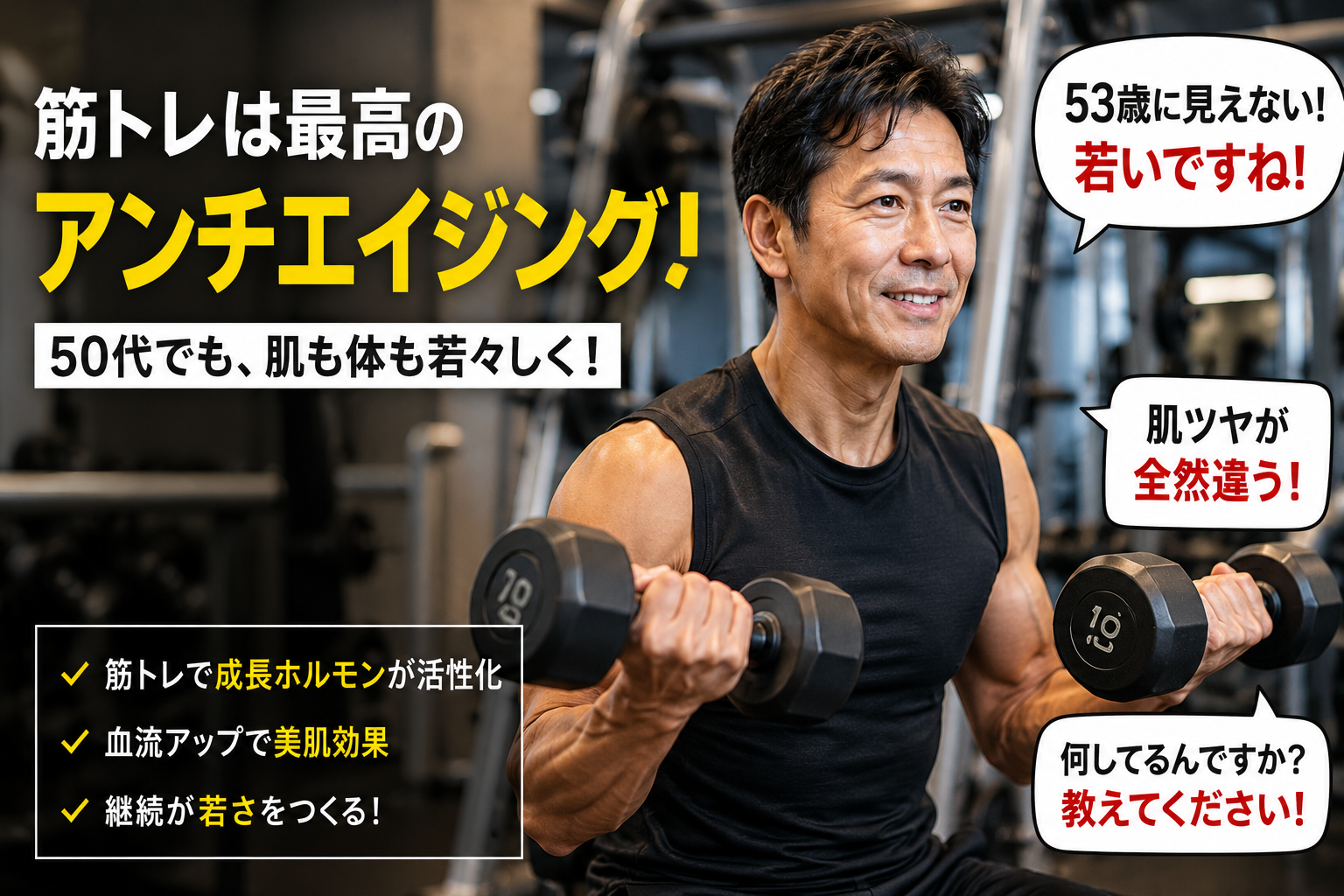 筋トレをする50代男性