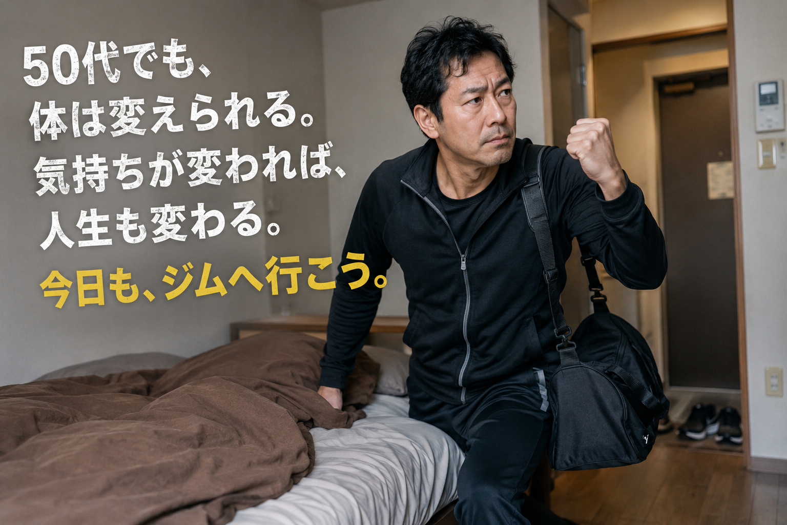 早朝のジムへ向かう男性